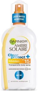 GARNIER AMBRE SOLAIRE CLEAR PROTECT+ MIDDEN SPF 15 ZONNEBRAND SPRAY 200 ML