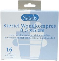 NATALIS STERIEL WONDKOMPRES 8,5 X 5 CM DOOSJE 16 STUKS