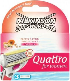 WILKINSON SWORD QUATTRO FOR WOMEN PAPAYA & PEARL SCHEERMESJES PAK 3 STUKS