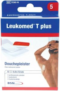 LEUKOMED T PLUS DOUCHEPLEISTER 5.0 X 7.2 CM PAKJE 5 STUKS