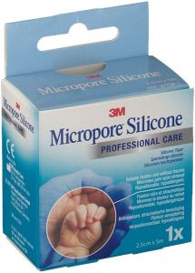 3M MICROPORE SILICONE HECHTPLEISTER 2.5 CM X 5M DOOSJE 1 STUK