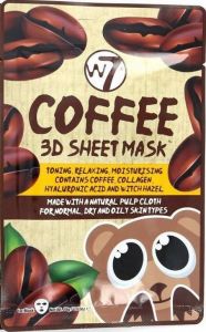 W7 COFFEE 3D SHEET MASK GEZICHTSMASKER ZAKJE 1 STUK