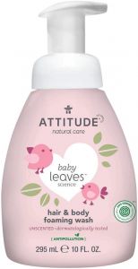 ATTITUDE BABY LEAVES 2-IN-1 UNSCENTED HAIR AND BODY FOAMING WASH POMP 295 ML