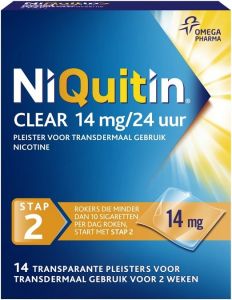 NIQUITIN CLEAR 14 MG NICOTINE PLEISTERS DOOSJE 14 STUKS