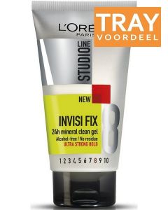 L'OREAL STUDIO LINE INVISI FIX 24H MINERAL CLEAN GEL ULTRA STRONG HOLD TRAY 6 X 150 ML