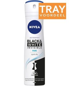 NIVEA BLACK & WHITE INVISIBLE PURE DEO SPRAY TRAY 6 X 150 ML