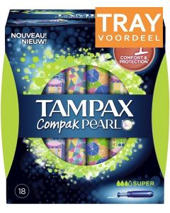 TAMPAX COMPAK PEARL SUPER TAMPONS TRAY 8 X 18 STUKS