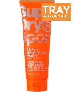SUPERDRY SPORT RE:CHARGE BODY + HAIR WASH DOUCHEGEL TRAY 6 X 250 ML