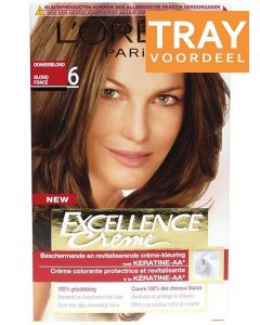 L'OREAL EXCELLENCE CREME 6 DONKERBLOND HAARVERF TRAY 3 X 1 STUK