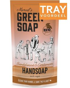 MARCEL'S GREEN SOAP SANDALWOOD & CARDAMOM HANDZEEP (NAVULLING) TRAY 6 X 500 ML