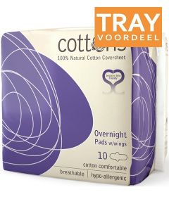 COTTONS HEAVY OVERNIGHT PADS WITH WINGS MAANDVERBAND TRAY 48 X 10 STUKS
